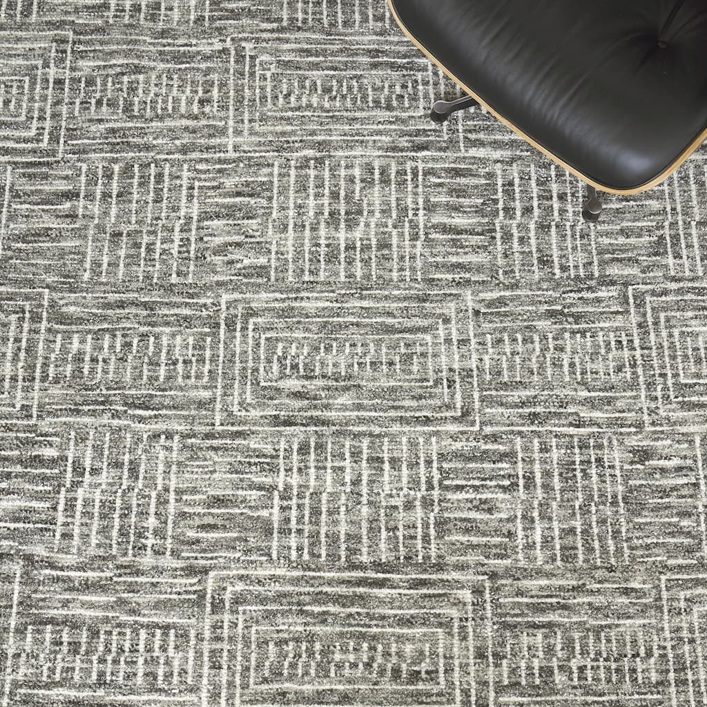 EXQUISITE RUGS Aldridge Hand-knotted Wool/Bamboo Silk Charcoal/Ivory Area Rug.