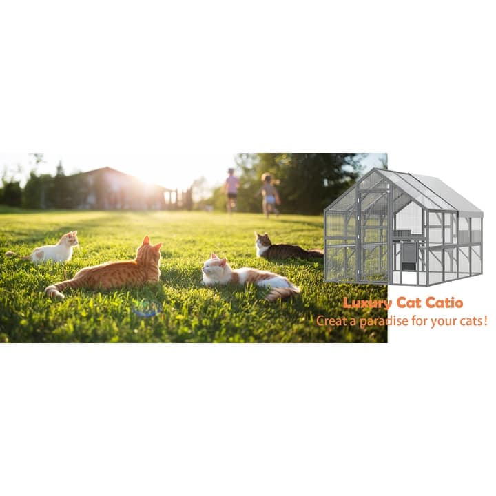 Large Outdoor Cat Enclosures with Houses, Bridges, Walks&UV Proof