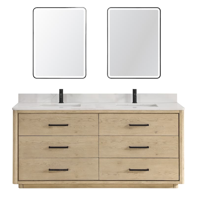 Porto Bath Vanity with White Quartz Stone Top and Mirror
