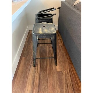 Industrial 24-inch Metal Bar Stool (Set of 2)