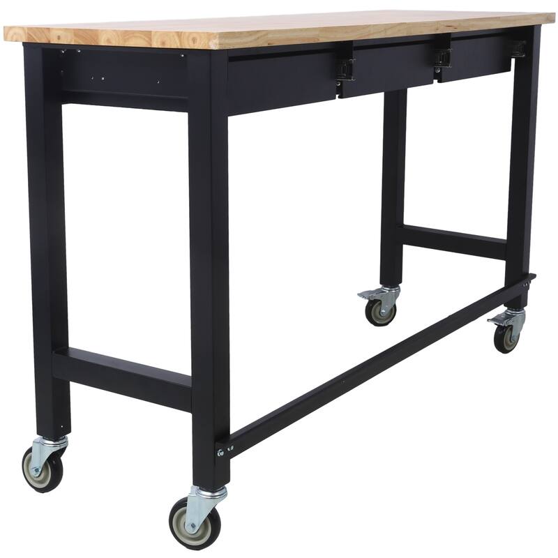 60" Workbench with Drawer Storage and Wheels