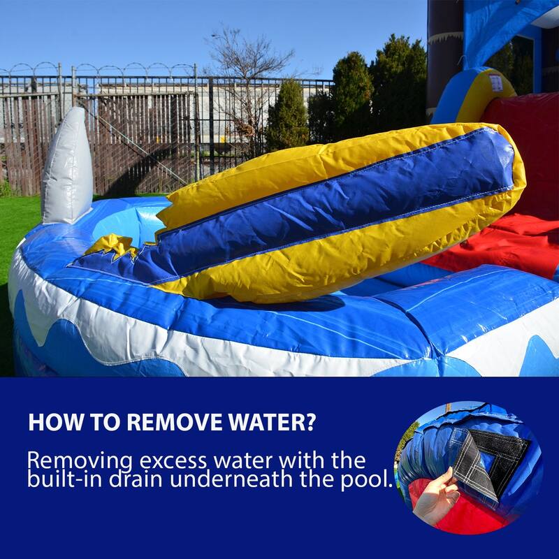 HeroKiddo Ocean Commercial Grade Inflatable Water Slide Bounce House Combo with Splash Pool (with Air Blower), Lightweight