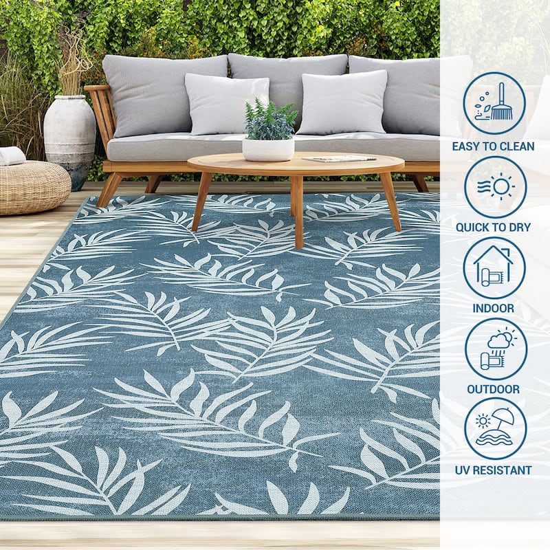 Modern Washable Area Rug - With Tropical Leaf Pattern for Living Room, Bedroom, Soft Non Slip Non Shedding