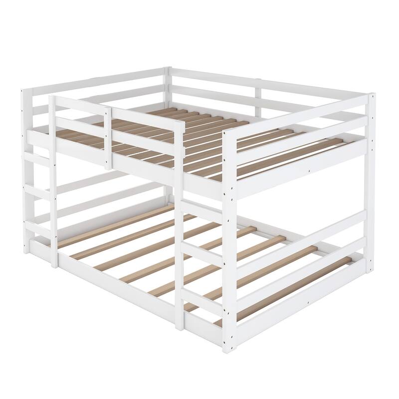 Solid Wood Twin Over Twin/Full Over Full Bunk Bed with Ladder and Safety Guardrails