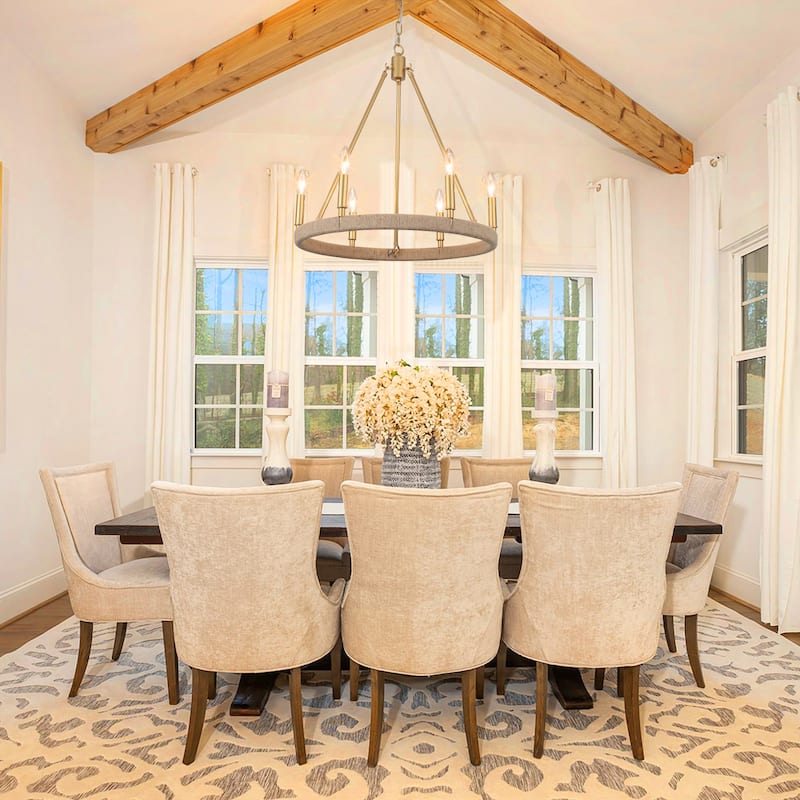 6-Light Rustic Hemp Rope Wagon Wheel Chandelier for Bedroom Foyer Entryway