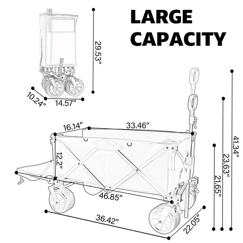 Foldable Wagon with Extended Tailgate and Wheels - N/A
