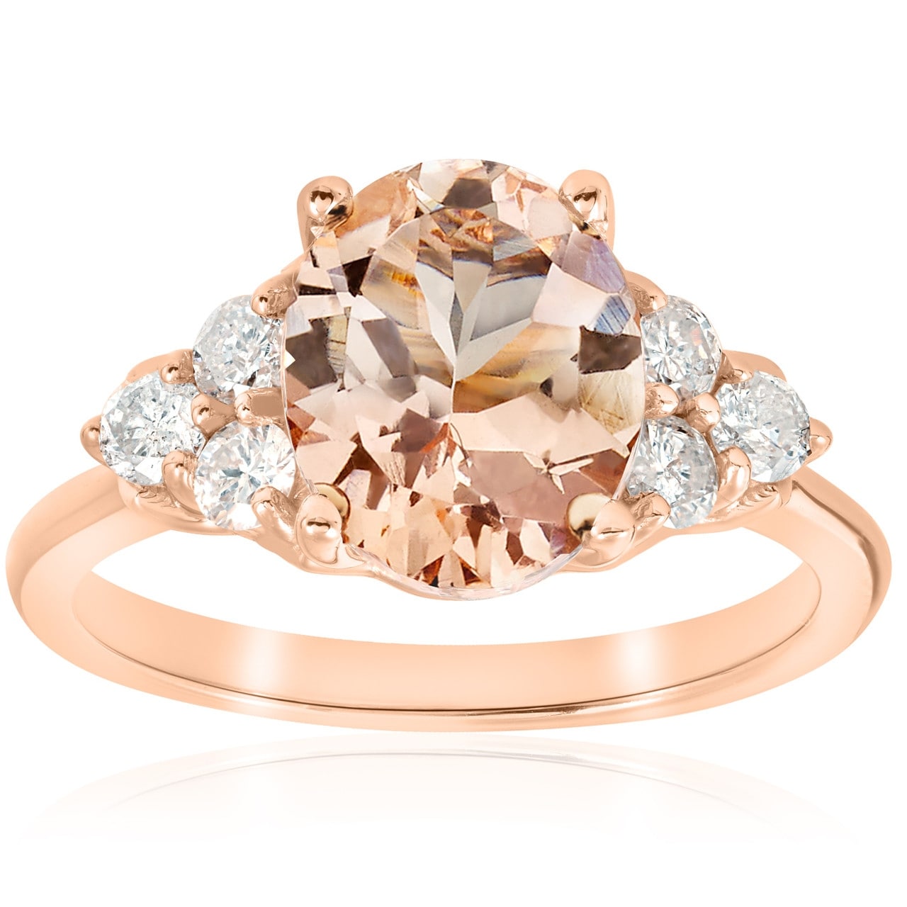 Bliss Diamond 2 1/3 cttw Oval Morganite & Diamond Engagement Ring Rose Gold