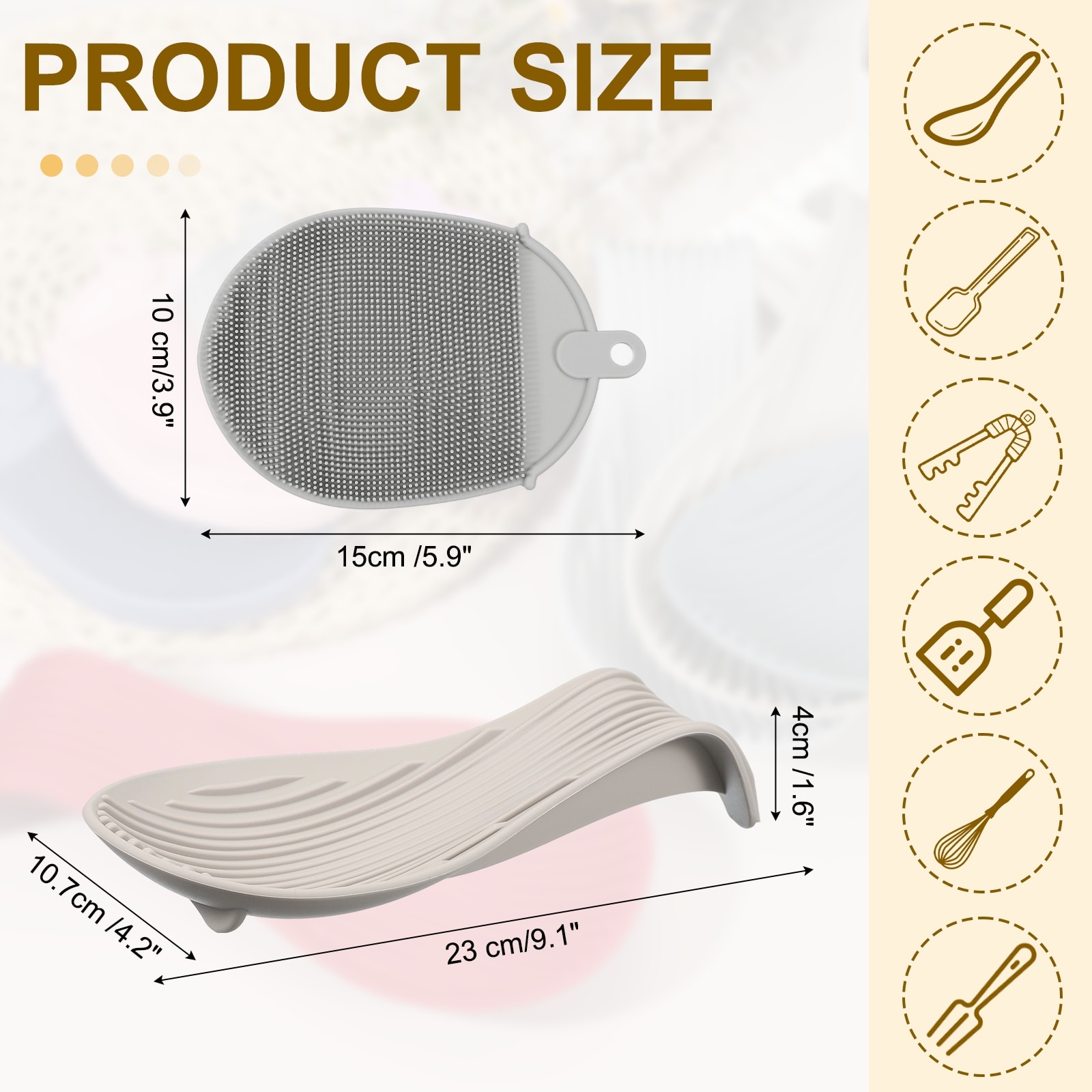 Silicone Spoon Rest for Stove Top, Silicone Spoon Holder for Spatula - 1 inch