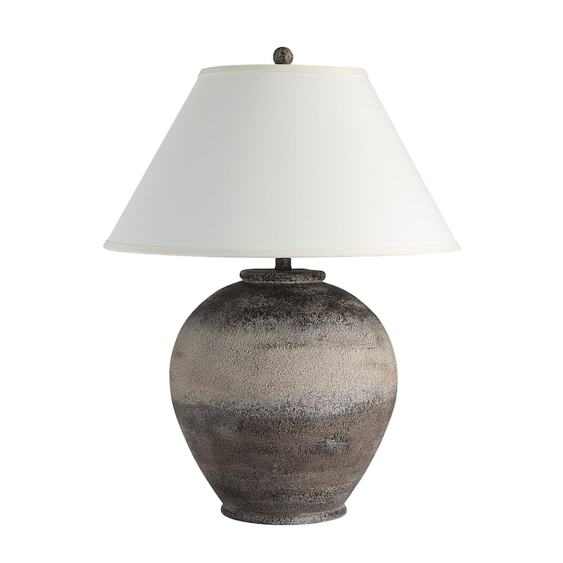 Rustic Table Lamp with Tapered Drum Shade - 29" - Brown and Beige