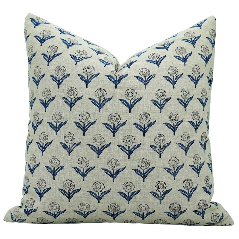 Fabdivine Bohemian Linen Pillow Cover Handmade Floral Farmhouse Décor, Gandapushp