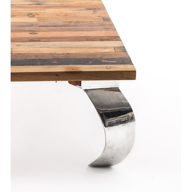 39" Steel And Reclaimed Wood Contemporary Square Coffee Table - 14.57" H x 39.37" W x 39.37" D