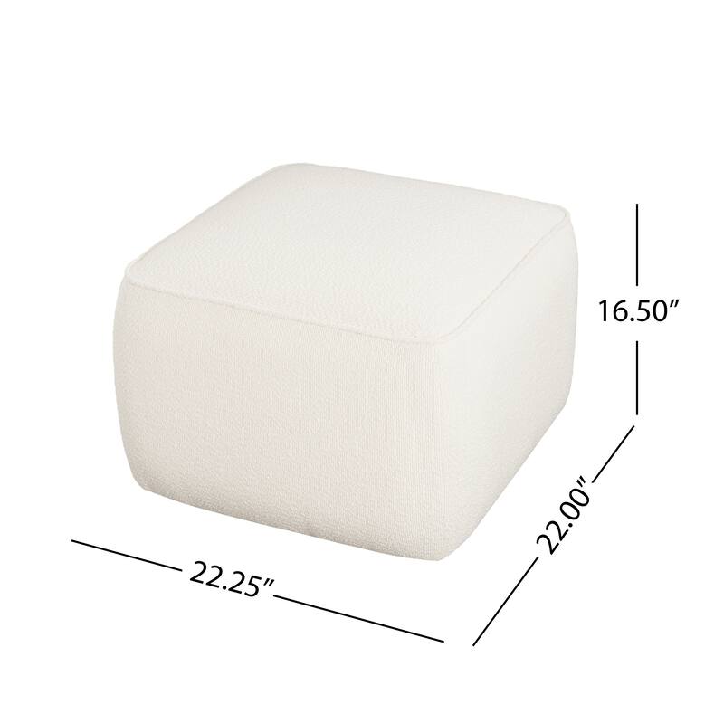 Upholstered Square Ottoman, White, Boucle