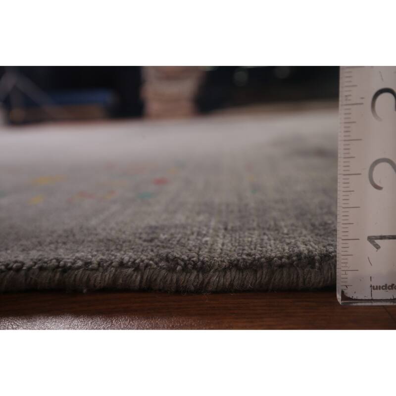 Gray Gabbeh Square Area Indian Rug Hand-Knotted Wool Carpet - 8'6"x 8'6"