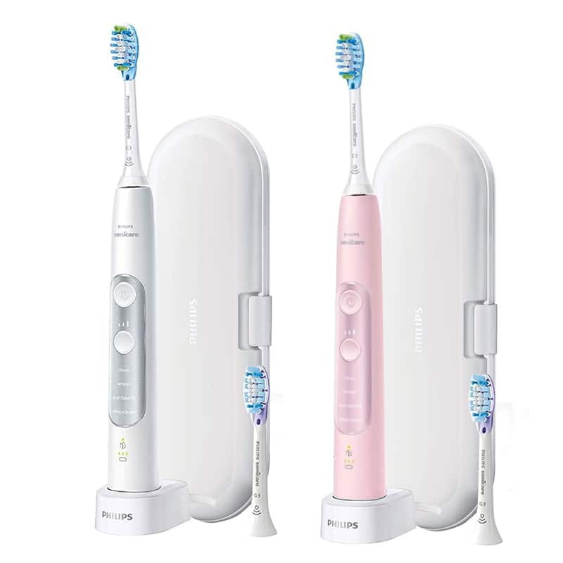 Philips Sonicare ExpertClean 7500 Rechargeable Electric Toothbrush HX9690/06 (White) and (Pink) - White and Pink