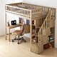 preview thumbnail 15 of 21, Twin Size Loft Bed with Staircase, L-Shaped Desk bed, LED Lights, Shelves & Cabinets, Space-Saving Workstation Bed Frame