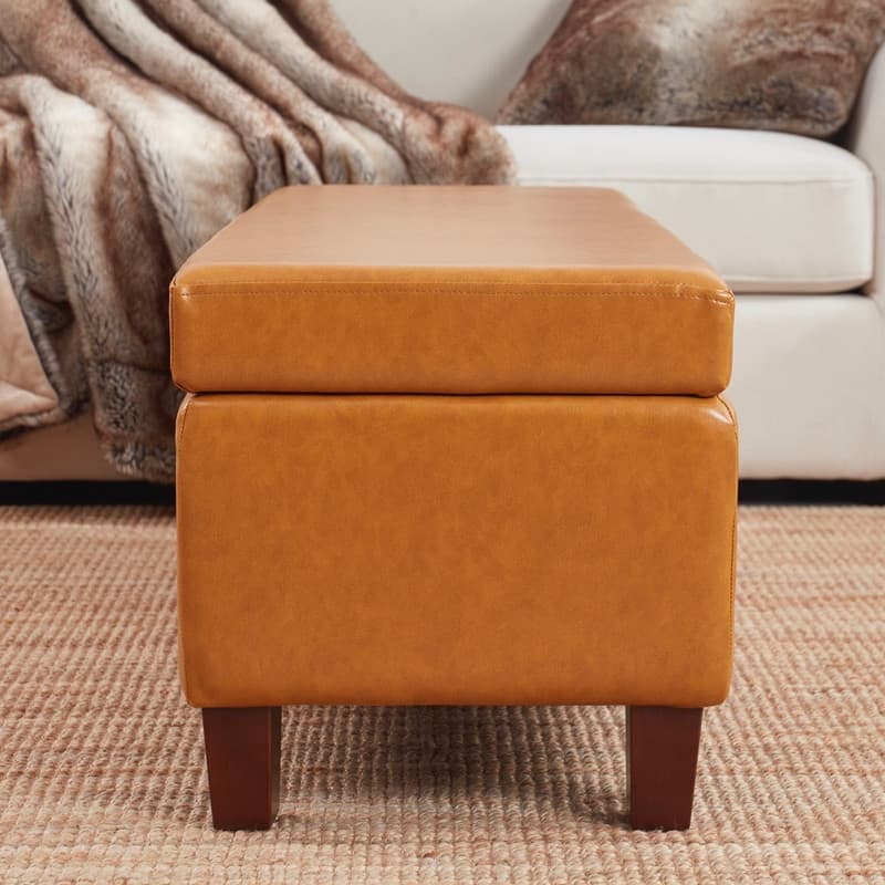 Hamilton Upholstered Rectangle Storage Ottoman with Hinge Lid - 40" x 15" x 16"