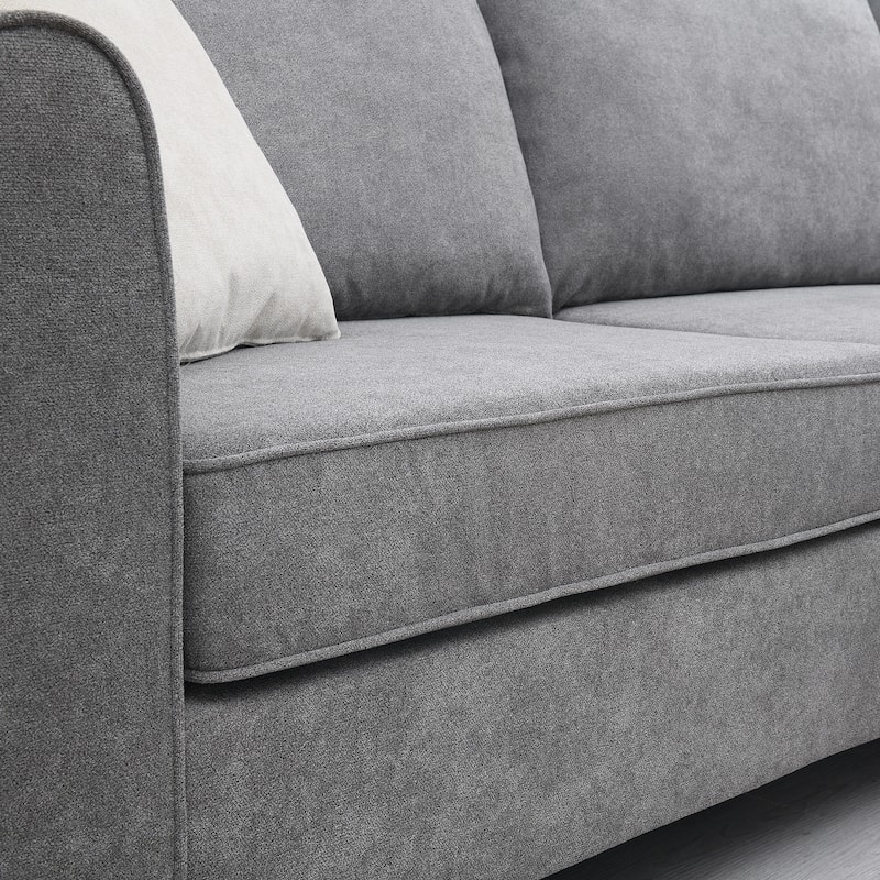 L Shape Furniture Living Room Sectional Couch with 3 Pillows聽