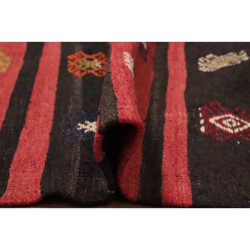 Hand Woven Oriental 100% Wool Carpet Southwestern Tribal Red Kilim Area Rug - 12' 2'' X 6' 8''