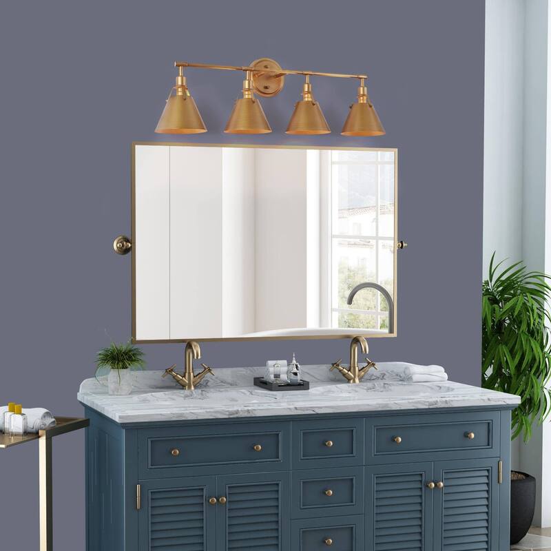 Coney Modern 4-Light Bathroom Vanity Light Cone Metal Shade Wall Sconces