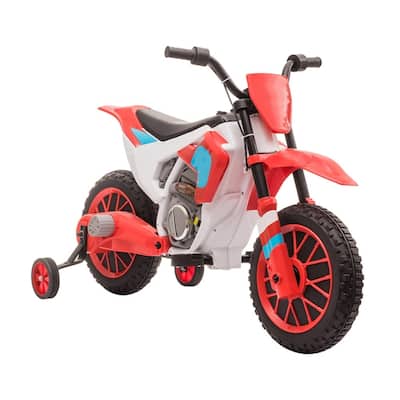 Kids Ride-On Motorcycle 12V with Rechargeable Battery and Dual Shock Removable Training Wheels - 42"L x 20.25"W x 26.75"H