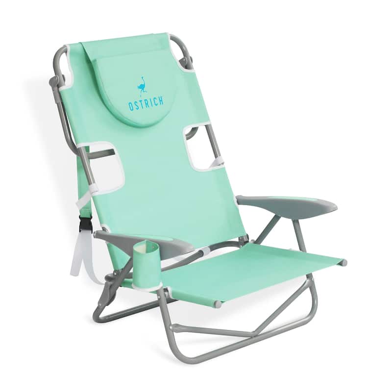 Ostrich On-Your-Back Outdoor Reclining Beach Lounge Pool Camping Chair, Red