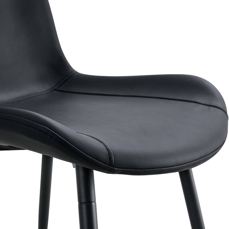 Modern/Contemporary Faux Leather Dining Chairs Set of 6 with Black Metal Legs
