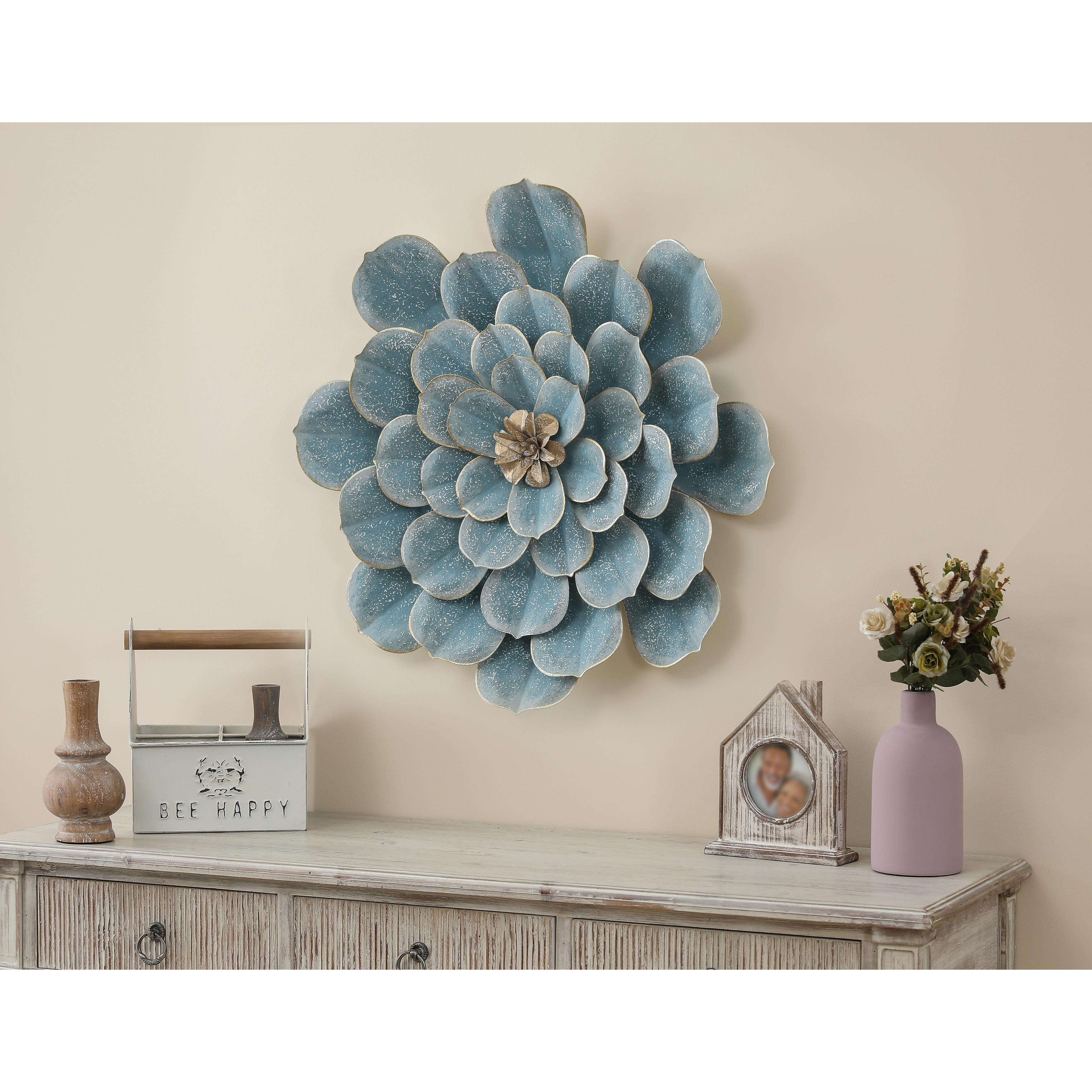 11 Inch Large Metal Flower Wall Art Multiple Layer Home Decor for Outdoor Bedroom Living Room Office Garden