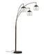 preview thumbnail 11 of 13, Metro 84"H Glass Globe 3-Light LED Dimmable Arch Floor Lamp with LED Vintage Bulbs DarkBronze/GlassClear
