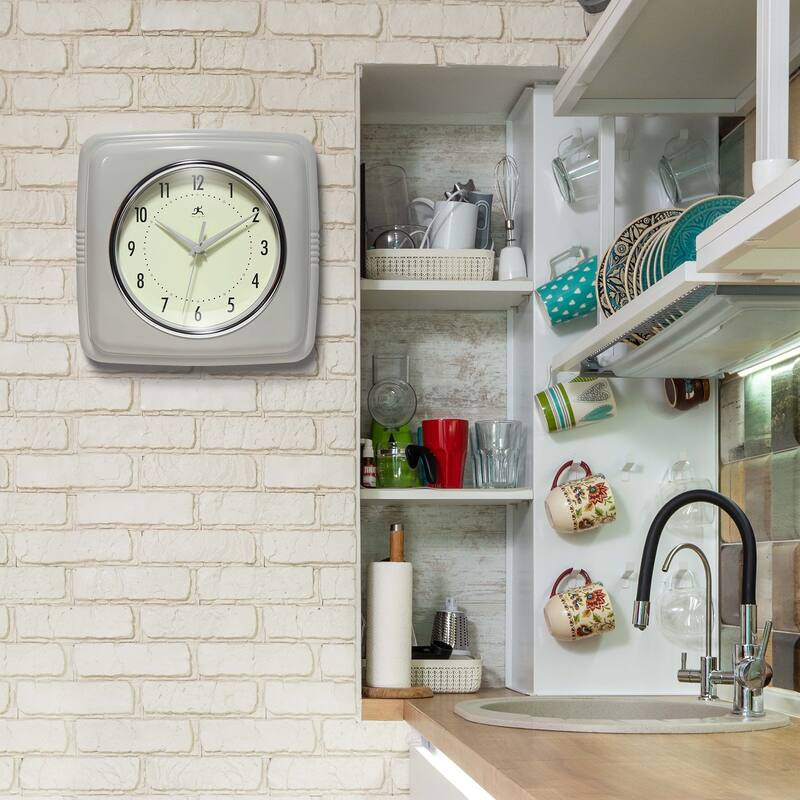 Infinity Instruments Retro 9.25-inch Square Wall Clock - 9.25 x 1.875 x 9.5