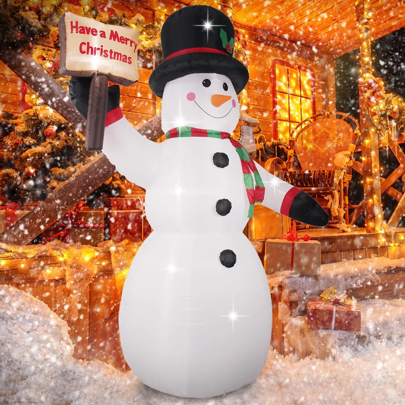 8FT Christmas Inflatable Decorations Snowman with Built-in LED Light
