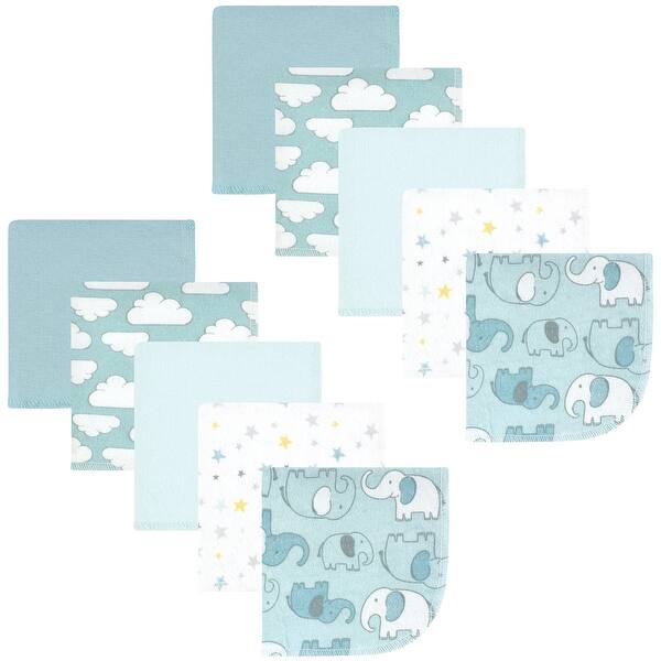 slide 1 of 1, Hudson Baby Infant Boy Flannel Washcloths, Boy New Elephant 10Pk, One Size - Boy New Elephant 10Pk - One Size One Size - Boy New Elephant 10Pk