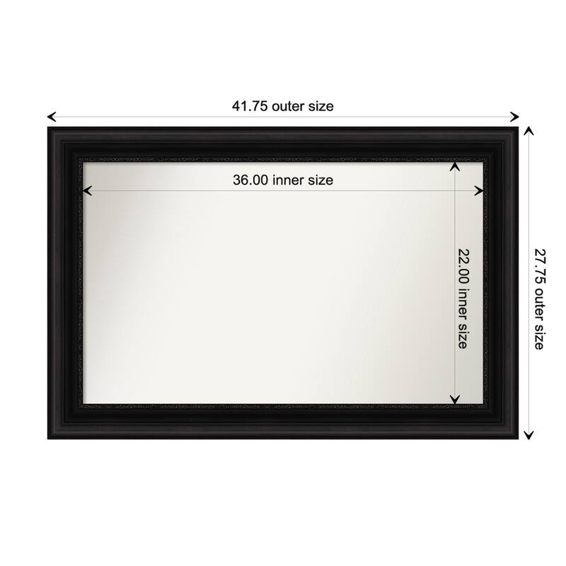 Parlor Black Framed Non-Beveled Custom Wall Mirror, Bathroom Vanity Mirror - Outer Size: 41.75 x 27.75