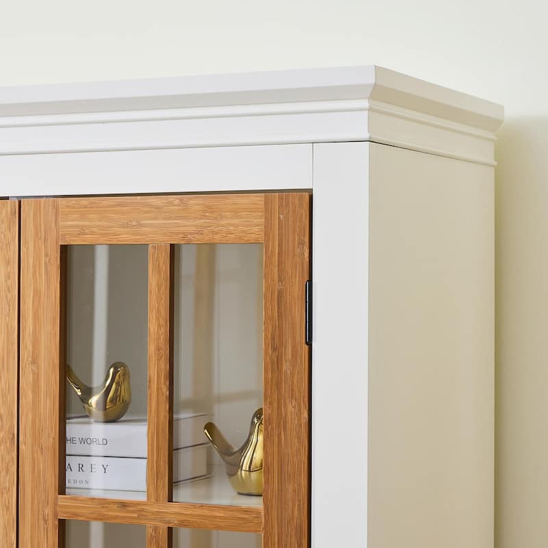 Farmhouse Glass Curio Cabinet - 71" Tall with Adjustable Shelves