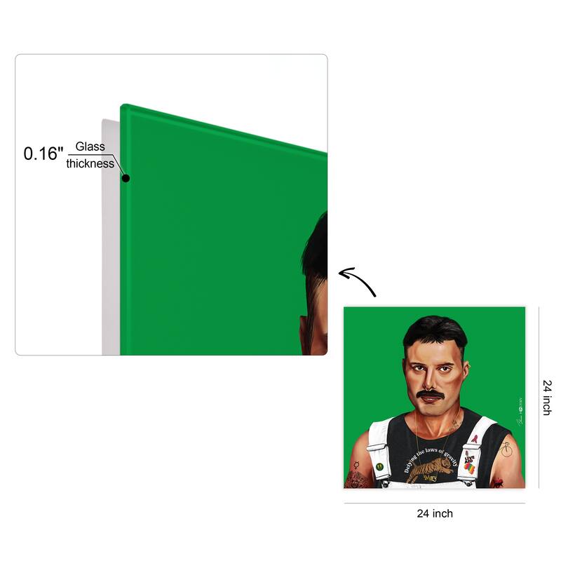 Empire Art Direct Hip Freddie Mercury Printed Tempered Glass Wall Art - Multi-Color