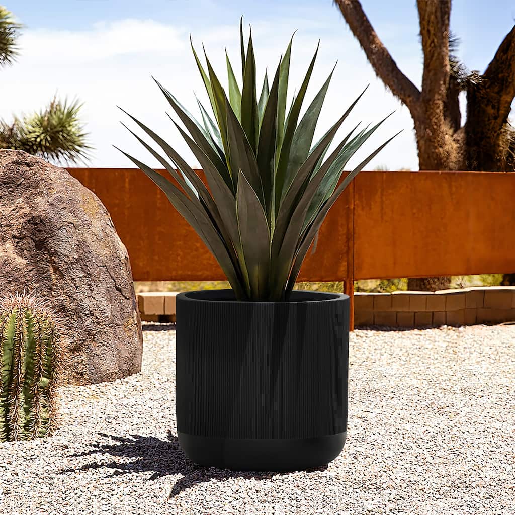 Round Striped Indoor/Outdoor MgO Planter