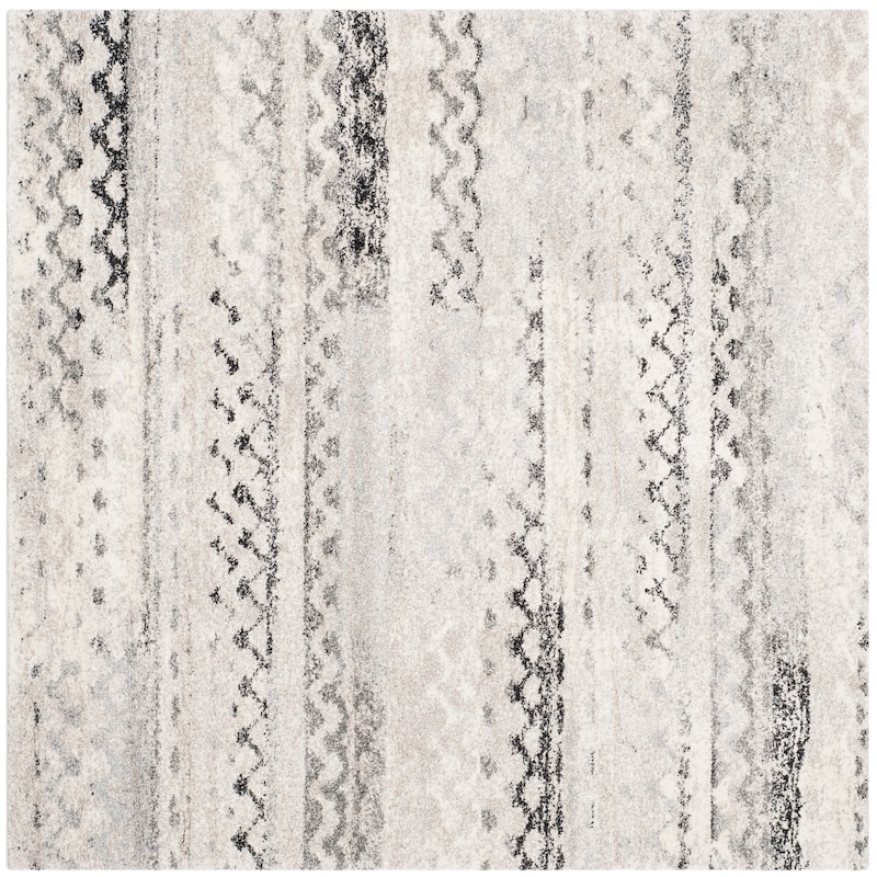 SAFAVIEH Retro Dulcie Modern Abstract Distressed Rug - 6' Square - Cream/Grey