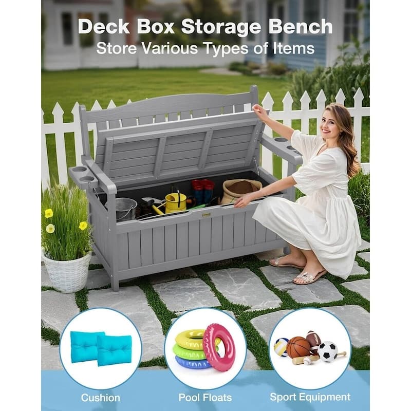 WINSOON All-Weather HIPS Outdoor Garden Bench, 56" Adirondack Outdoor Patio Bench