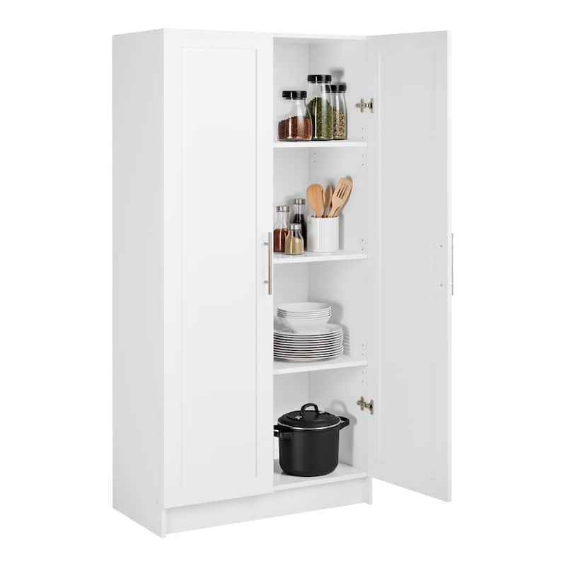 Prepac Elite Accent Cabinet with Panel Doors 16.75" D x 32" W x 65" H - 32 in W x 65 in H x 16.75 in D - White