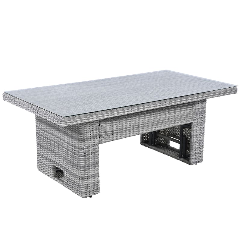 Outdoor Furniture Set Patio Rattan Furniture Set with an Adjustable Table, Recliners with Extendable Side Tables