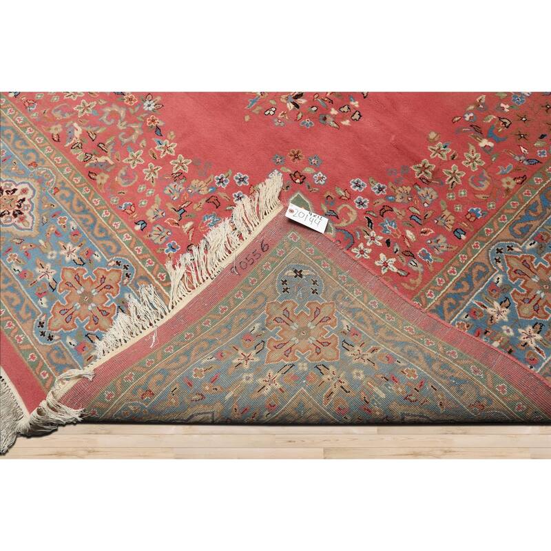 9x12 Hand Knotted Wool Pink Kashaan Traditional Botanical Plush Pile Area Rug - 9' x 12'