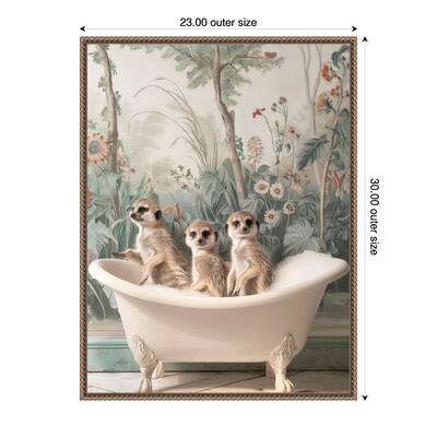 Meerkat Bath Time Fun by Niky Rahner Framed Canvas Wall Art