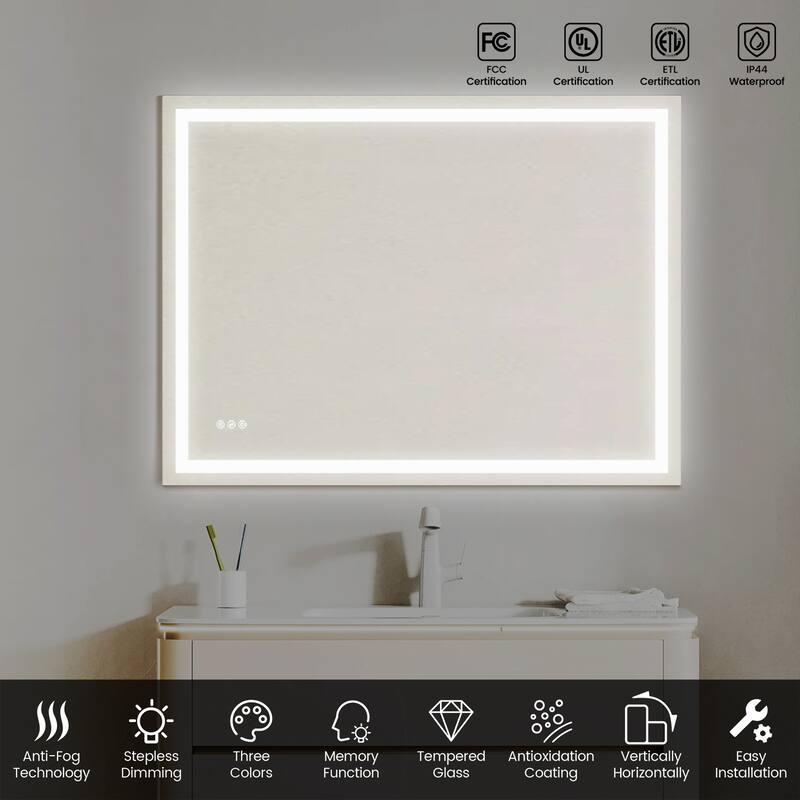 Topcraft LED Aluminum Framed Wall Mounted Bathroom Mirror