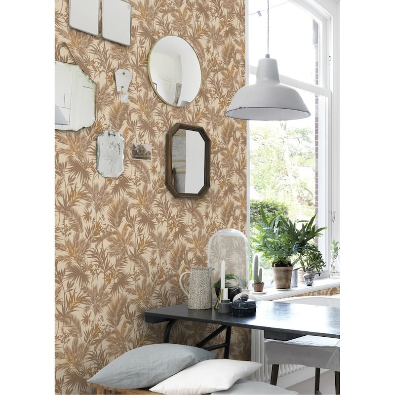 Advantage Saura Brown Frond Wallpaper