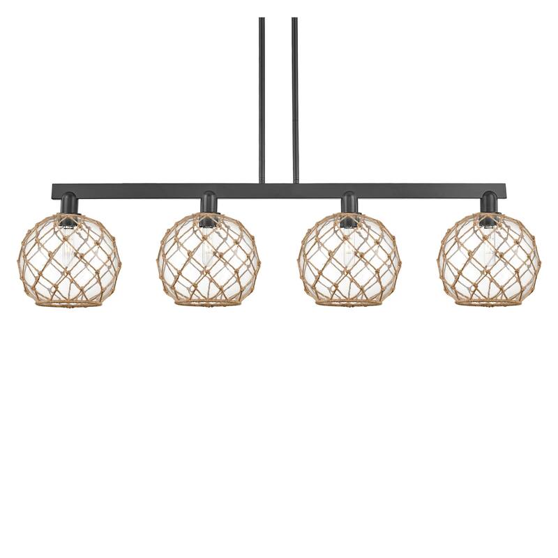 Innovations Lighting 716-4I-13-53 Farmhouse Rope Linear Farmhouse Rope - Matte Black / Clear with Brown Rope