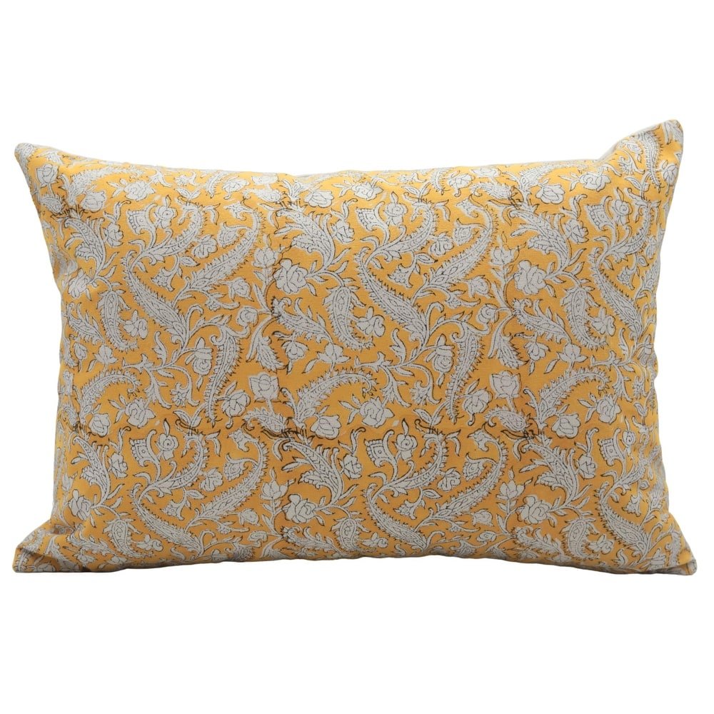 Fabdivine Hand Block Floral Cotton Farmhouse Home Accent Cushion Cover, Black Forest