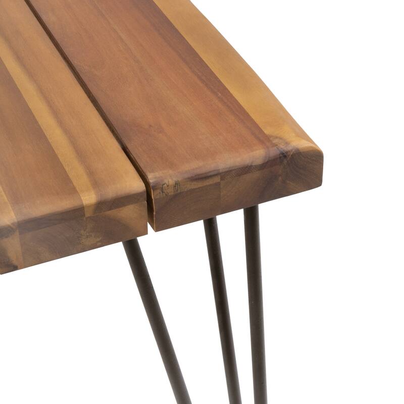 Industrial Rectangular Dining Table Acacia Wood and Metal Hairpin Legs