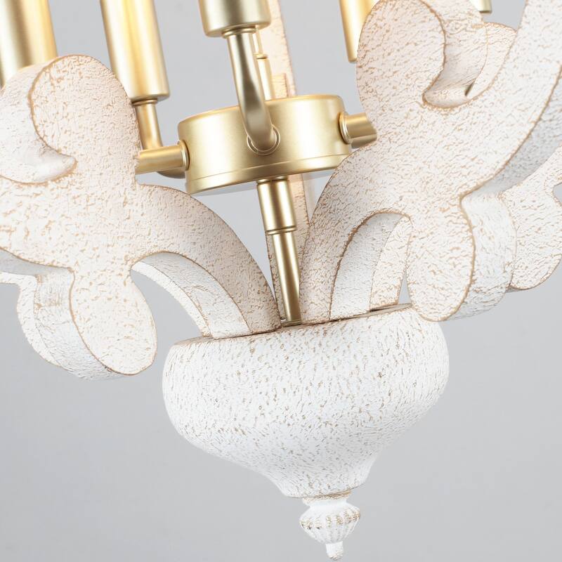 5-Light Country Wood Chandelier Light Fixture for Kitchen Island Dining Room