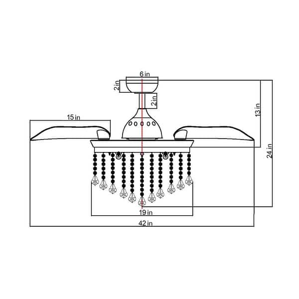 dimension image slide 0 of 2, Silver Orchid Shearer 42-inch Chrome ABS 3-blade Crystal Ceiling Fan Chandelier with Remote