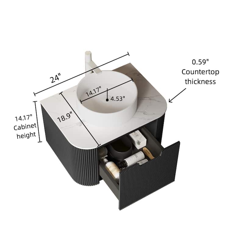 Wall-Mounted Floating Bathroom Vanity with Sink