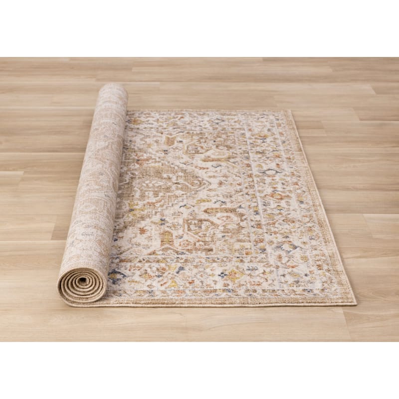 Beige Cream Traditional High-Traffic Rug
